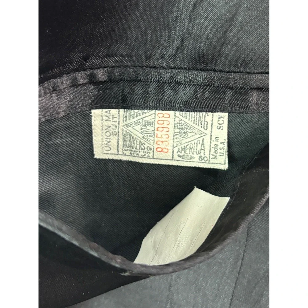 vtg 40s Double Breasted Tuxedo Jacket‎ 40L Flannel Wool Heavy Black Peak Formal